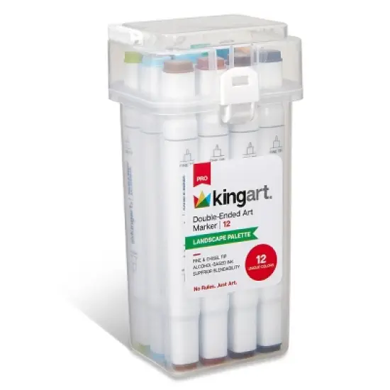 KINGART PRO Double-Ended Markers 12 Landscape Colors image {6}