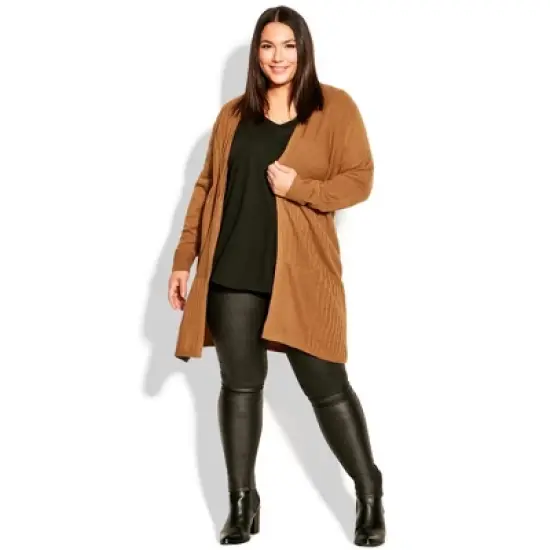 Women's Plus Size Meadow Mews Cardigan - gold spice | AVENUE image {1}