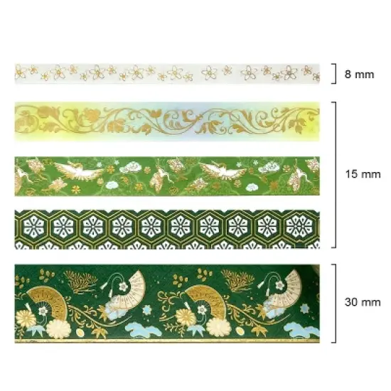 Wrapables Gold Foil Washi Tape in Gift Box Set for DIY Arts & Crafts, Scrapbooking (20 Rolls) image {6}