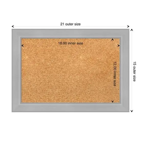 Amanti Art Vista Brushed Nickel Narrow Framed Corkboard, Natural Cork image {3}