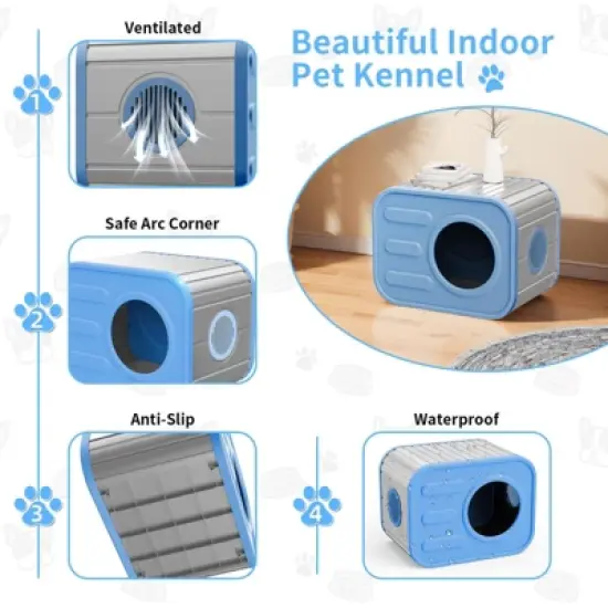 Dolonm  Small Indoor Cat House with Double Ventilation, Easy-Clean & Waterproof Pet Carrier for Home, Safe Space for Kittens & Multi-Cat Families image {4}