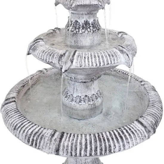 Sunnydaze 50"H Electric Fiberglass Reinforced Concrete 3-Tier Mediterranean-Inspired Outdoor Water Fountain image {4}