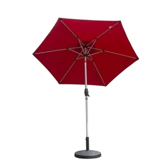 Syemin Outdoor Patio Umbrella with 6 Sturdy Ribs, Push Button Tilt and Crank, Waterproof, UV-Resistant, Brick red, 90"*90"*86.64" image {5}