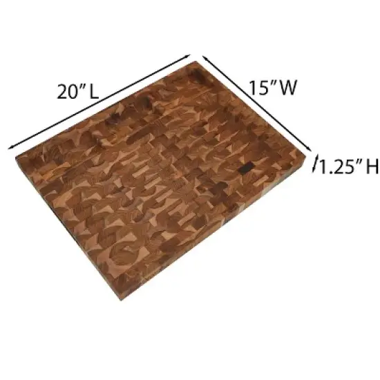EcoDecors FSC Teak 20x15 End Grain Cutting Board with Charcuterie Tray image {6}