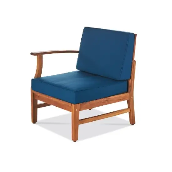 FIONECA 5-Piece Outdoor Sofa Set, Blue Cushioned Patio Conversation Furniture with Coffee Table, PE Rattan Sectional for Garden, Backyard, Balcony image {7}