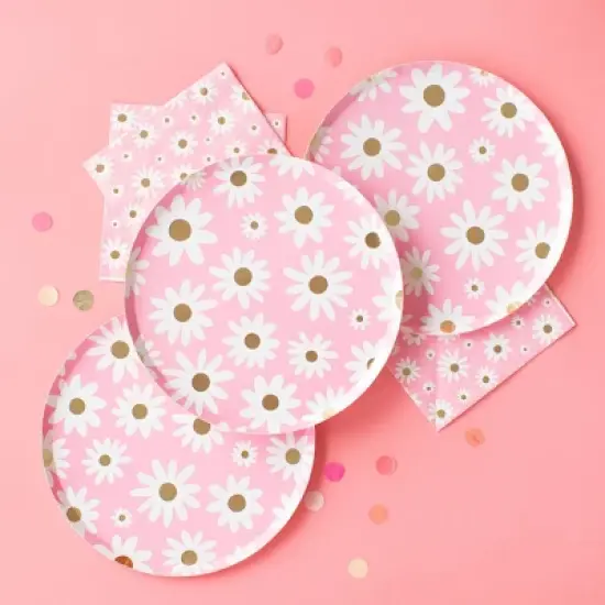 Jollity & Co. - Peace & Love Daisy Dinner Plates - Pack of 8 Paper Plates image {1}