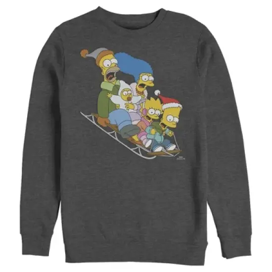 Men's The Simpsons Distressed Family Gone Sledding Sweatshirt image {3}