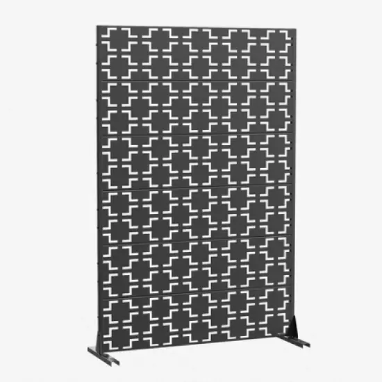 PexFix 72 in. H x 47 in. W Outdoor Metal Square Black Galvanized Panel Screen Garden Fence Brick Pattern Walls image {13}