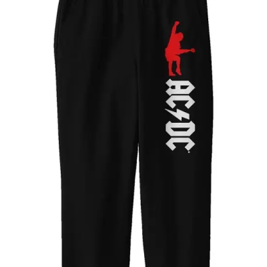AC/DC Angus Young Red Silhouette Youth Black Graphic Sweatpants image {1}