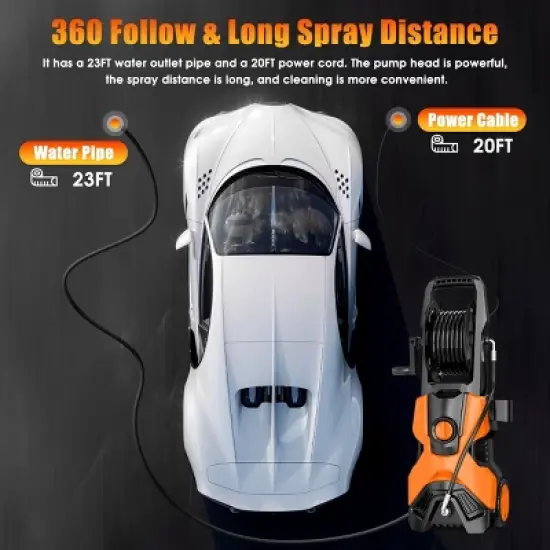 SKONYON 3200 PSI 2.4 GPM Electric Pressure Washer 23ft Hose with 4 Connect Nozzles & Spray Gun image {5}