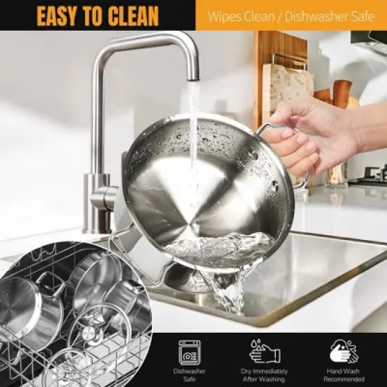 Itopfox Stainless Steel Cookware Set, 6-Piece Nonstick Induction Pots & Pans Set, Works with Gas/Electric Cooktops, Dishwasher Safe image {6}