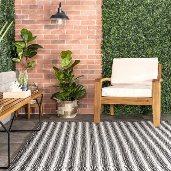 nuLOOM Kennedy Braided Stripes Indoor and Outdoor Patio Area Rug image {7}