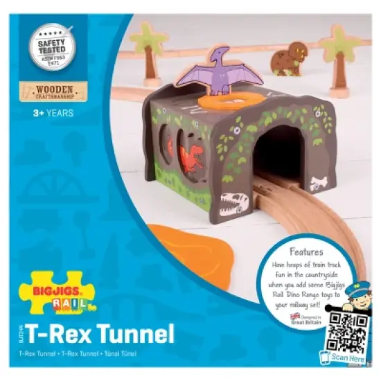 Bigjigs Rail T-Rex Tunnel Wooden Railway Train Set Accessory image {1}