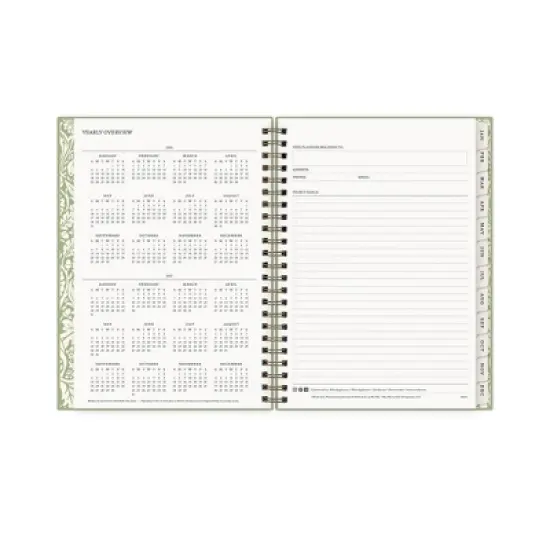 Morris & Co. by Blue Sky 5.875"x8.625" 2026&nbsp;Weekly/Monthly Wirebound Planner Hardcover Debossed Brer Rabbit Green image {7}