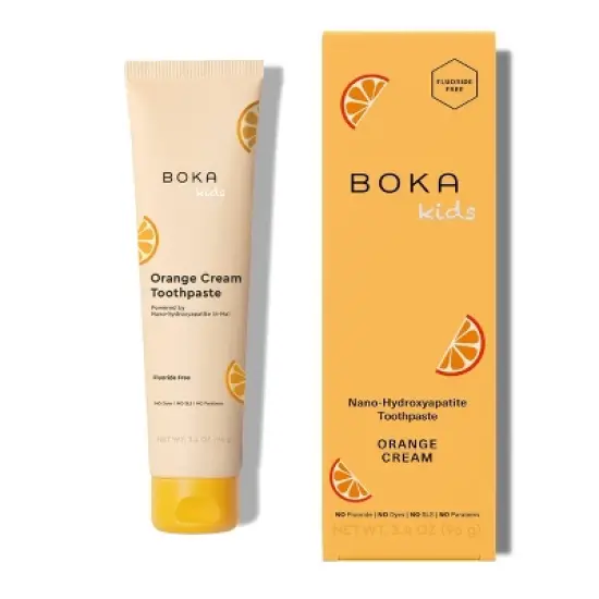 Boka Kids' Fluoride-Free Nano Hydroxyapatite Toothpaste - Orange Cream - 3.4oz image {6}