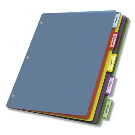 Cardinal Poly Index Dividers, 5-Tab, 11 x 8.5, Assorted, 4 Sets image {1}