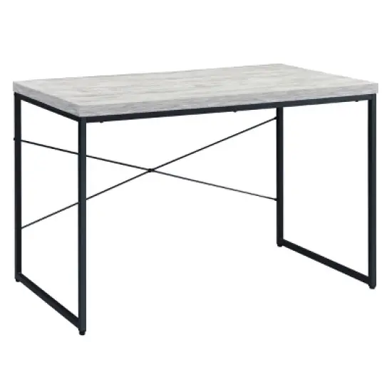 GlasFlength Desks Metal Frame Rustic Computer Desk Gaming Desk Home Office Desk Simple Design for Small Spaces, Gray, 47.5"*22.5"*28.5" image {3}