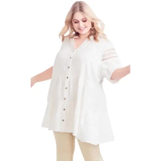 Women's Plus Size Samara Tiered Tunic - ivory | AVEOLOGY image {3}