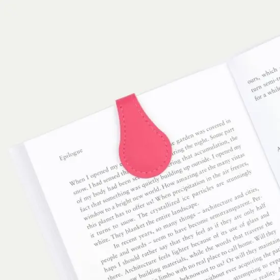 PU Leather 2pk Magnetic Bookmarks- Hot & Light Pink image {3}