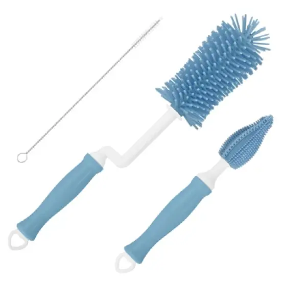 Unique Bargains Silicone 360 Rotation Curved Handle Bottle Cleaning Brush image {5}