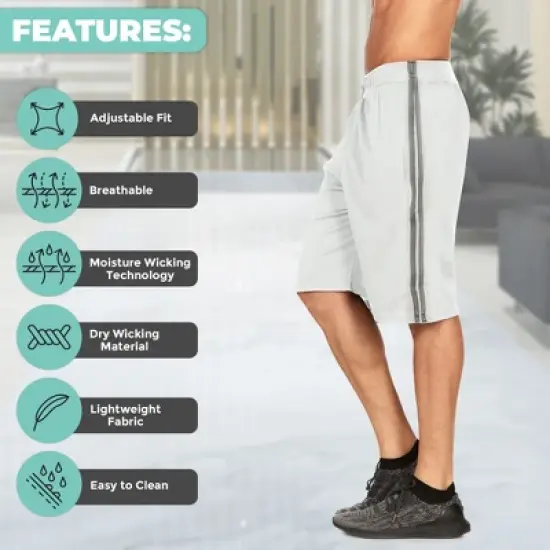 Mens Moisture Wicking Athletic Basketball & Gym Workout Shorts with Pockets Multipack, Up to 3XL, Pack of 5 image {2}