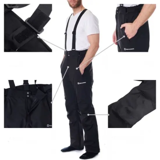 Alpine Swiss Mens Waterproof Snow Pants with Removable Suspenders Insulated Winter Snowboarding Ski Pants image {2}