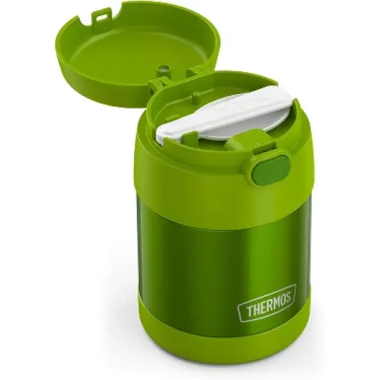 THERMOS FUNTAINER 10 Ounce Stainless Steel Vacuum Insulated Kids Food Jar with Folding Spoon, Lime image {2}