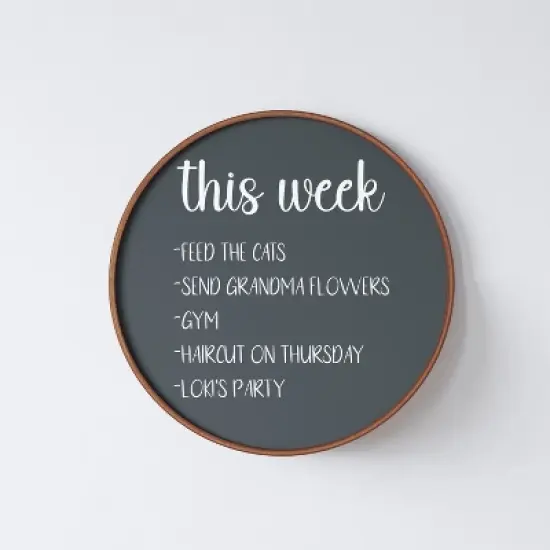 Emma and Oliver Round Wall Mounted Magnetic Chalkboards with Eraser and Chalk image {1}
