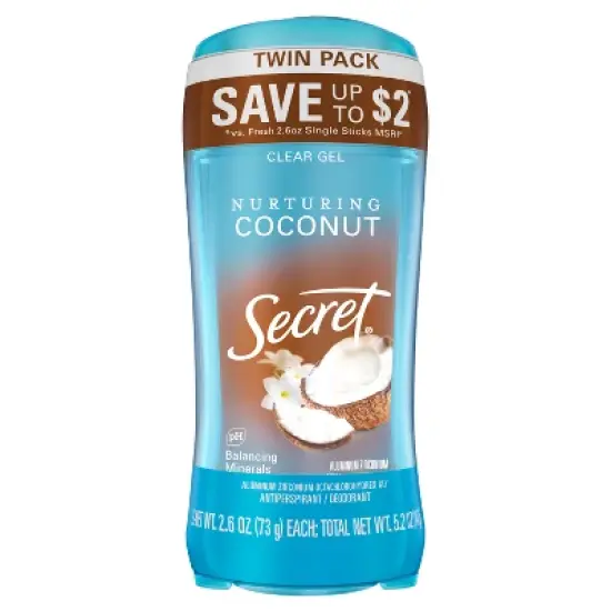 Secret Fresh Clear Gel Antiperspirant & Deodorant - Coconut Scent - 2pk/2.6oz image {9}