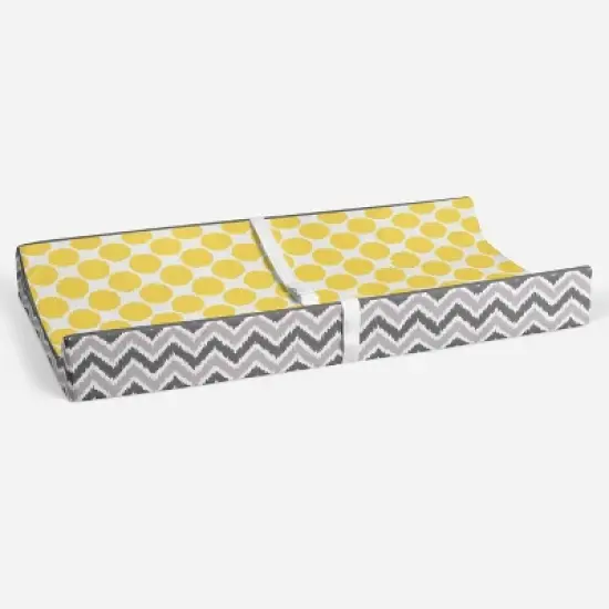 Bacati - Ikat Zigzag Yellow Dots Muslin Changing Pad Cover image {3}