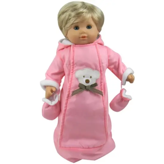 Sophia&rsquo;s Polar Bear Bunting Snowsuit Sack for 15" Dolls, Pink image {1}