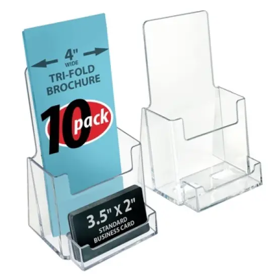 Azar Displays Trifold Brochure Holder w/ Business Card Pocket. Inside Dimension: 4.125"W image {8}
