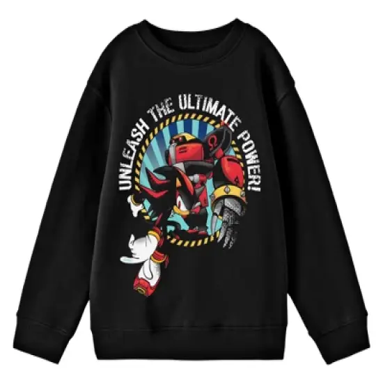 Bioworld Sonic The Hedgehog Knuckles "Unleash the Ultimate Power" Youth Black Crew Neck Sweatshirt image {3}