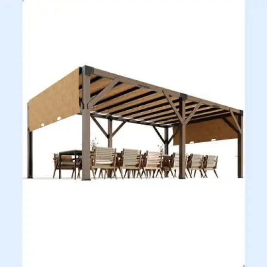 12 X 20 FT Wood Pergola, Retractable Shade Canopy, Outdoor Wooden Pergola for Patio image {2}