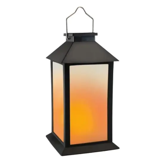 LumaBase Solar-Powered Flame-Effect LED Black Lantern image {6}