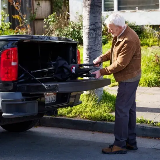Carex Crosstour Rollator Walker - Side-Folding Aluminum, Adjustable Height, Storage Bag image {3}