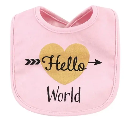 Hudson Baby Infant Girl Cotton Bibs 13pk, Hello World, One Size image {13}