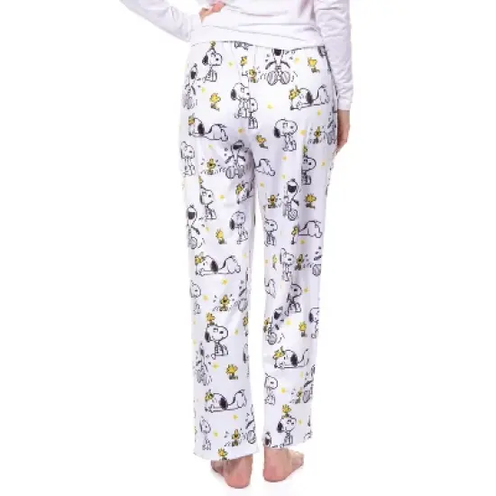 Peanuts Womens' Woodstock Snoopy Characters Friends Sleep Pajama Pants White image {4}