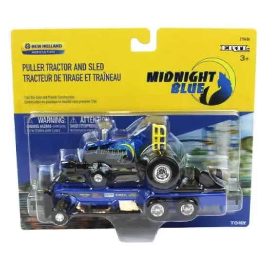1/64 New Holland "Midnight Blue" Pulling Tractor with Pulling Sled, 37940-2 image {4}