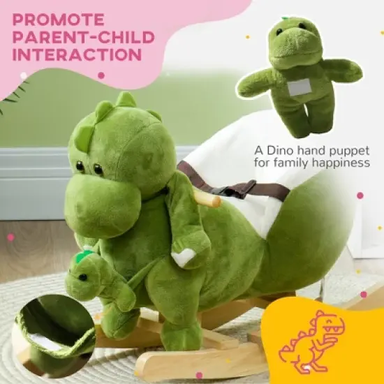 Cesicia Toddler Plush Dinosaur Animal Rocker with Seat Belt, 32 Songs, Kids Riding Horse Rocking Chair for 18-36 Months, Green image {5}
