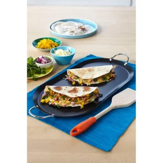 IMUSA 17" Oval Carbon Steel Comal with Metal Handles - Black: Griddle Pan for Tortillas, Stove Compatible image {1}