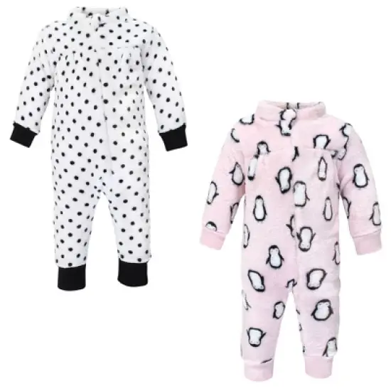Hudson Baby Infant Girl Plush Jumpsuits, Pink Penguin image {7}