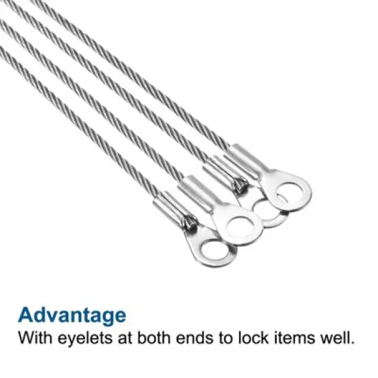 Unique Bargains Stainless Steel Lanyard Cable Eyelets Ended Security Wire Rope image {3}