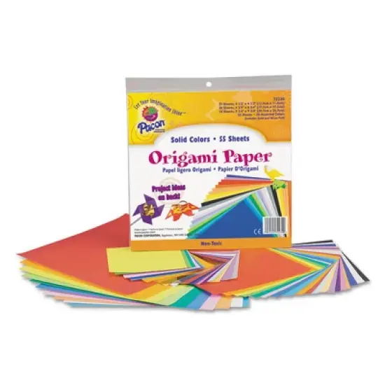 Pacon Origami Paper, 30 lb Bond Weight, 9.75 x 9.75, Assorted Bright Colors, 55/Pack image {1}