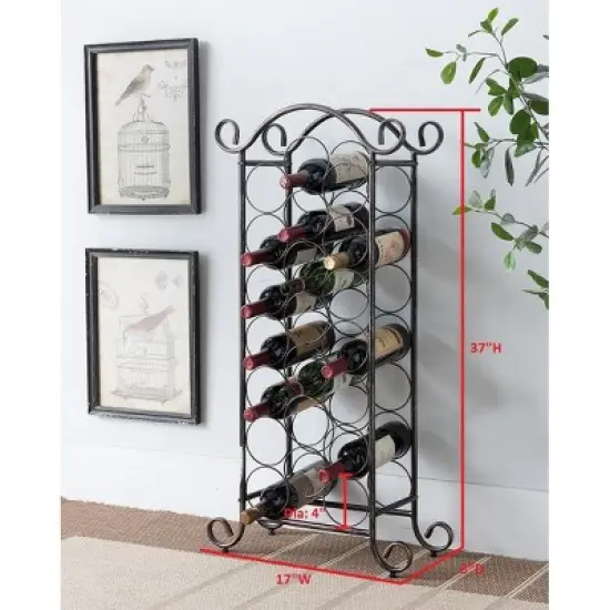 Kings Brand Furniture Linder Floor Freestanding Metal Wine Rack, 21 Wine Bottle Holder Stand, Brushed Copper image {3}