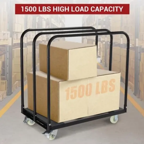 Drywall Cart Steel Panel Truck &ndash; Heavy Duty Platform Cart with 1500 Lbs Capacity, Utility Tool Cart with 4-Inch Silent Wheels image {5}