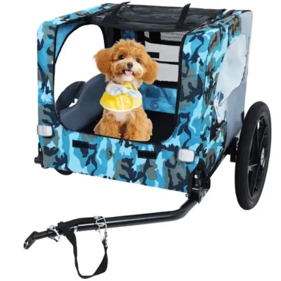 COWLOWN Orange Outdoor Heavy Duty Collapsible Pet Bike Trailer with Universal Hitch, Foldable Dog/Cargo Carrier Cart for Bicycles image {1}