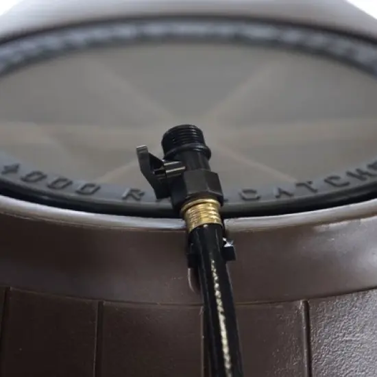 FCMP Outdoor 50-Gallon BPA Free Flat Back Home Rain Catcher Water Storage Collection Barrel for Watering Outdoor Plants & Gardens, Brown (4 Pack) image {4}