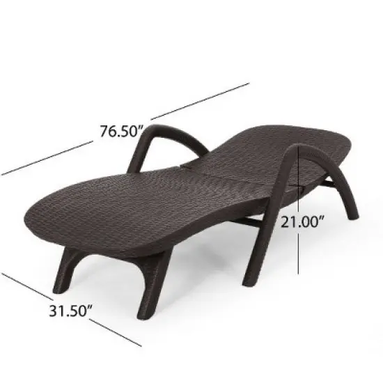 3D Wicker-Like Plastic Patio Chaise Lounge with Cushion, Weather-Resistant, Patio Recliner, Ergonomic Outdoor Accent Chairs -Christopher Knight Home image {2}