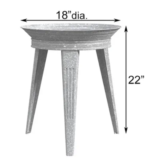 Panacea 82930 Galvanized Vinage Style 3 Legged Metal Bird Bath and Pedestal Stand for Patios, Porches, & Decks, 18 Inch Diameter, 22 Inch Height, Gray image {1}